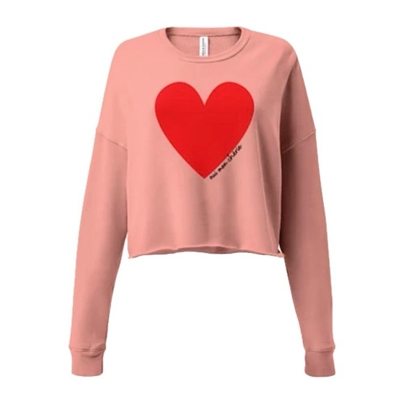 NWOT Heart Cropped Crew Neck Sweatshirt Size Medium - Picture 2 of 8